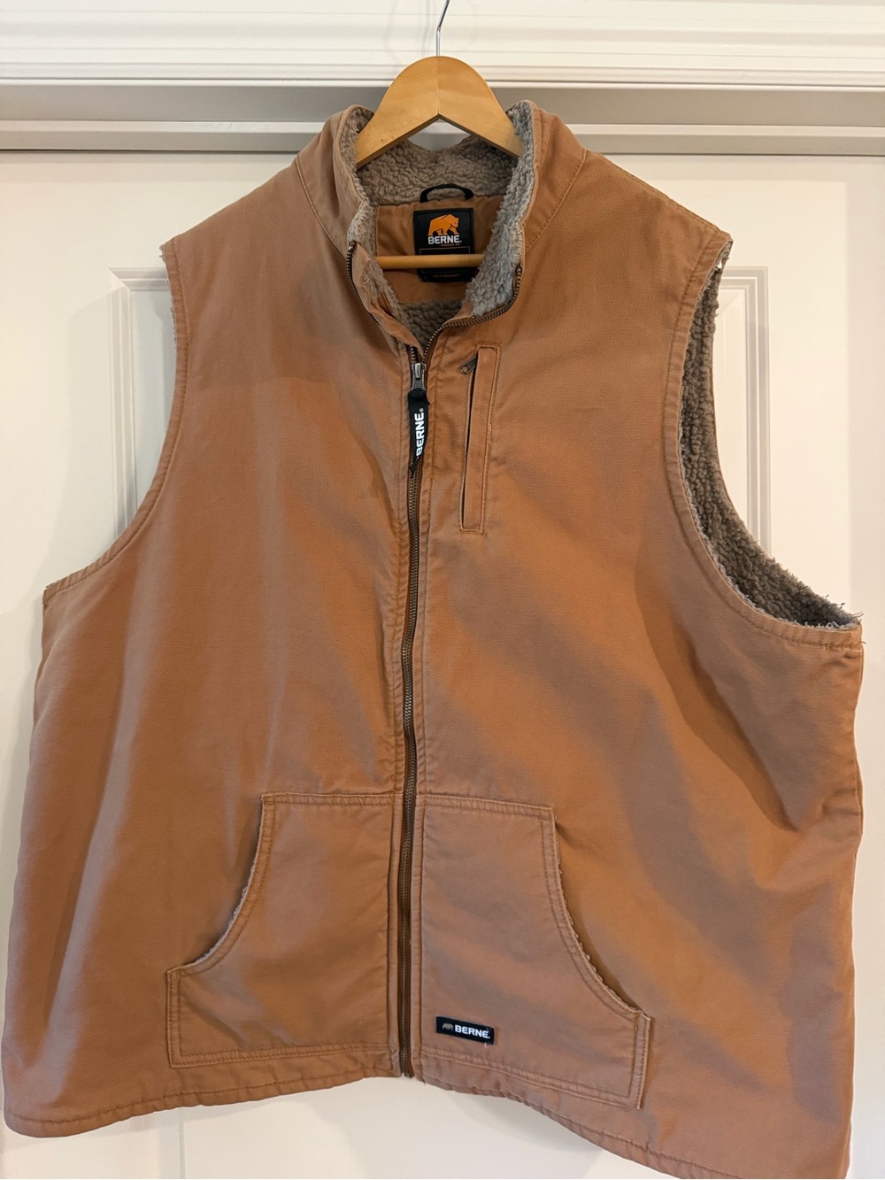 Bering Tan Sherpa-Lined Work Vest with Full Zip